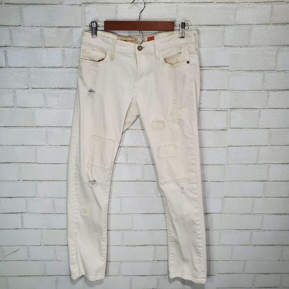 Pilcro and the Letterpress Denim - Women's Distressed White Patch Jeans